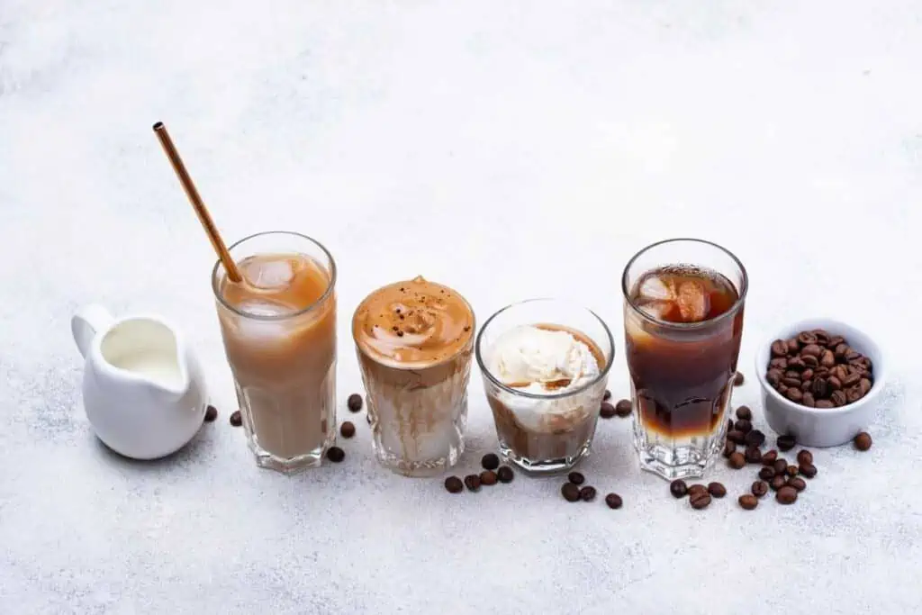different cold coffee drinks