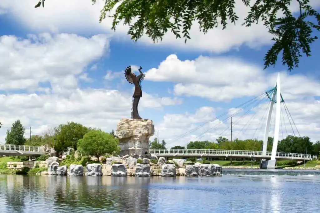 Best Coffee Shops in Wichita Kansas  Keeper of the Plains Statue and Bridge